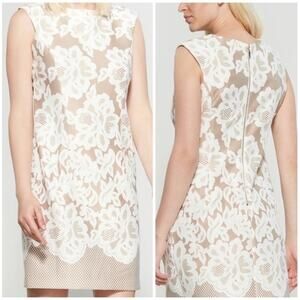 EUC! Sandra Darren Cap Sleeve Textured Floral Print Sheath Dress